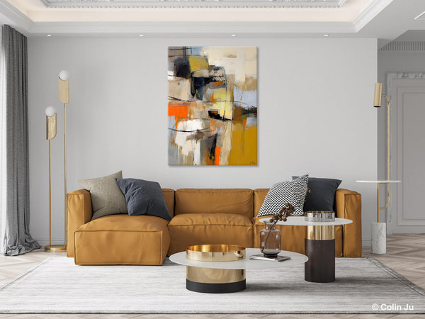 Acrylic Abstract Painting Behind Sofa, Large Painting on Canvas, Living Room Wall Art Paintings, Original Abstract Painting on Canvas-ArtWorkCrafts.com