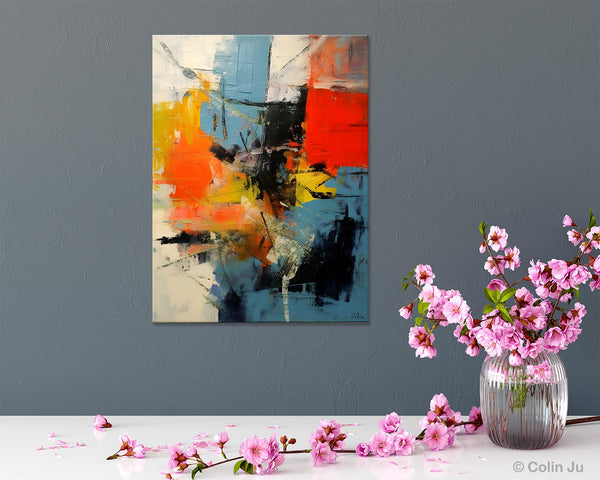 Abstract Paintings for Dining Room, Modern Paintings Behind Sofa, Buy Paintings Online, Original Palette Knife Canvas Art, Impasto Wall Art-ArtWorkCrafts.com