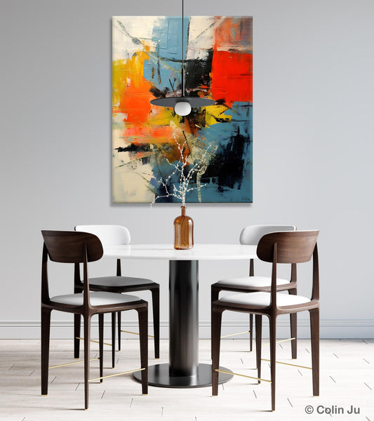 Abstract Paintings for Dining Room, Modern Paintings Behind Sofa, Buy Paintings Online, Original Palette Knife Canvas Art, Impasto Wall Art-ArtWorkCrafts.com