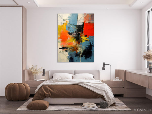 Abstract Paintings for Dining Room, Modern Paintings Behind Sofa, Buy Paintings Online, Original Palette Knife Canvas Art, Impasto Wall Art-ArtWorkCrafts.com