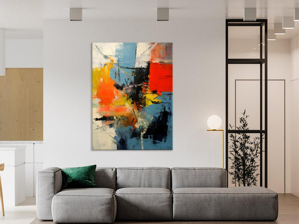 Abstract Paintings for Dining Room, Modern Paintings Behind Sofa, Buy Paintings Online, Original Palette Knife Canvas Art, Impasto Wall Art-ArtWorkCrafts.com