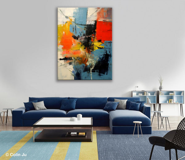 Abstract Paintings for Dining Room, Modern Paintings Behind Sofa, Buy Paintings Online, Original Palette Knife Canvas Art, Impasto Wall Art-ArtWorkCrafts.com