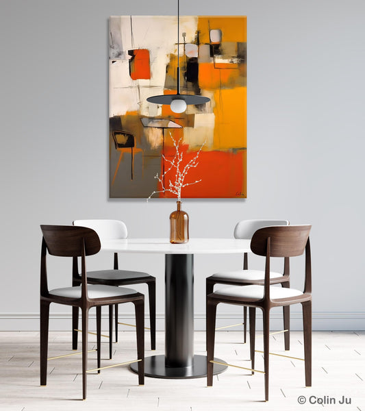 Modern Paintings Behind Sofa, Acrylic Paintings on Canvas, Abstract Painting for Living Room, Original Contemporary Canvas Wall Art-ArtWorkCrafts.com