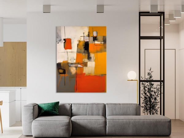 Modern Paintings Behind Sofa, Acrylic Paintings on Canvas, Abstract Painting for Living Room, Original Contemporary Canvas Wall Art-ArtWorkCrafts.com