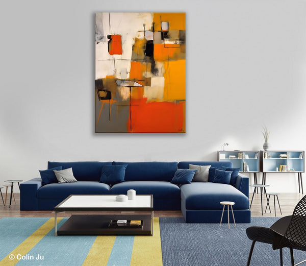 Modern Paintings Behind Sofa, Acrylic Paintings on Canvas, Abstract Painting for Living Room, Original Contemporary Canvas Wall Art-ArtWorkCrafts.com