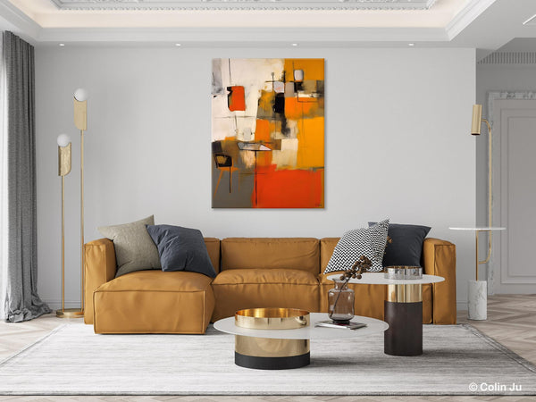 Modern Paintings Behind Sofa, Acrylic Paintings on Canvas, Abstract Painting for Living Room, Original Contemporary Canvas Wall Art-ArtWorkCrafts.com