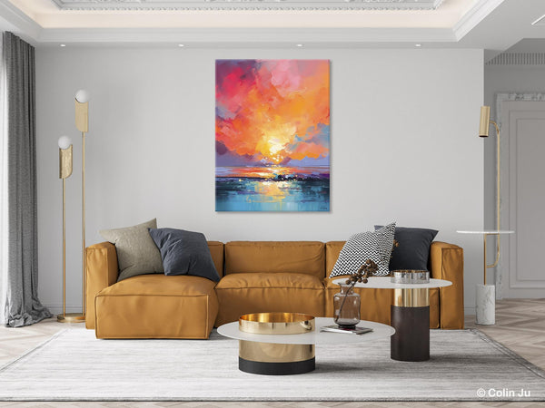 Palette Knife Canvas Art, Modern Landscape Paintings, Oversized Contemporary Canvas Paintings, Extra Large Canvas Painting for Living Room-ArtWorkCrafts.com