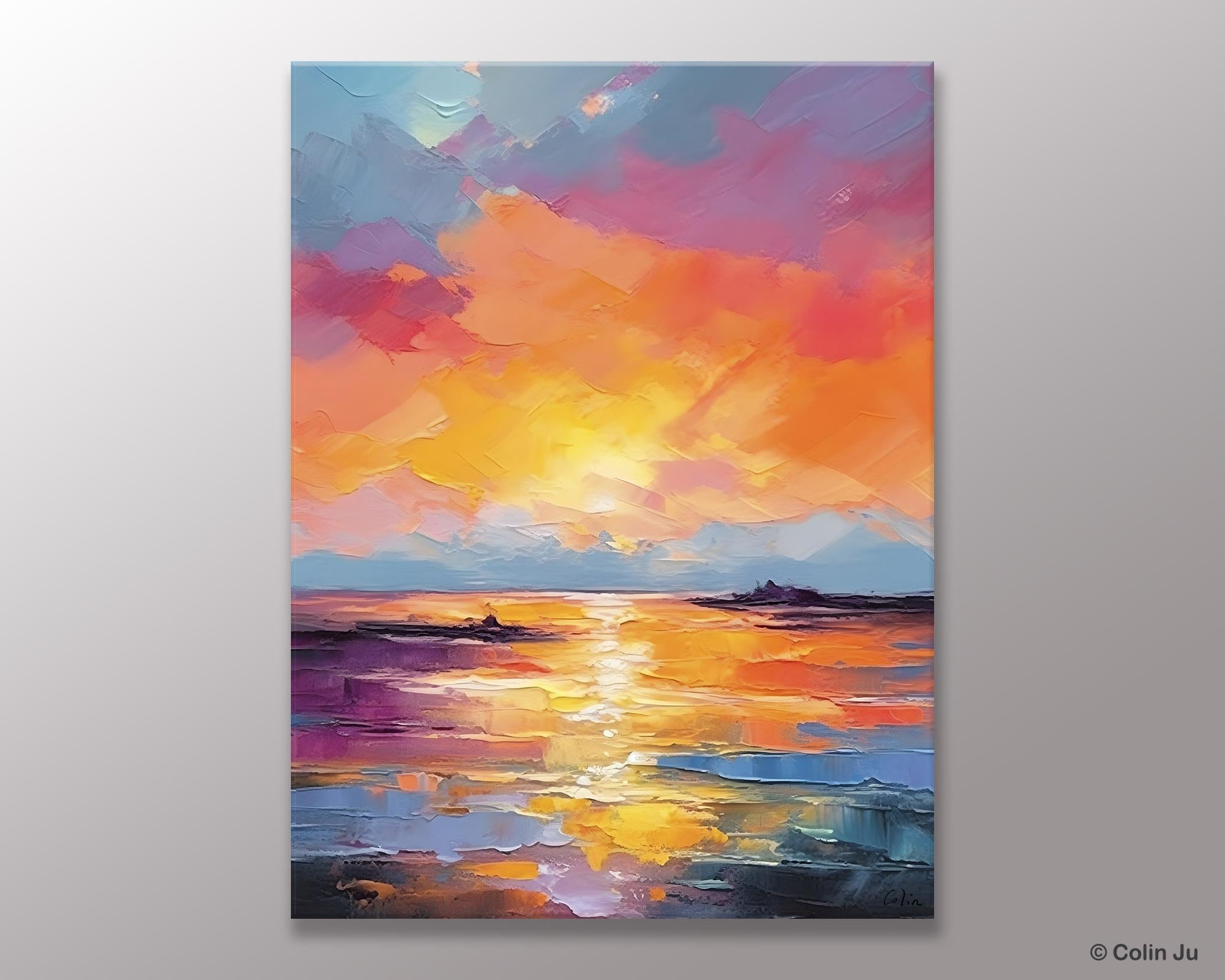 Hand Painted Canvas Art, Abstract Landscape Artwork, Original Landscape Painting on Canvas, Contemporary Wall Art Paintings, Huge Canvas Art-ArtWorkCrafts.com