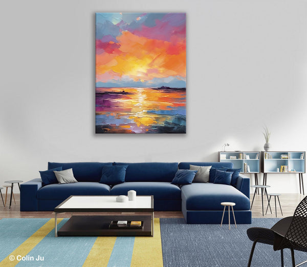 Hand Painted Canvas Art, Abstract Landscape Artwork, Original Landscape Painting on Canvas, Contemporary Wall Art Paintings, Huge Canvas Art-ArtWorkCrafts.com