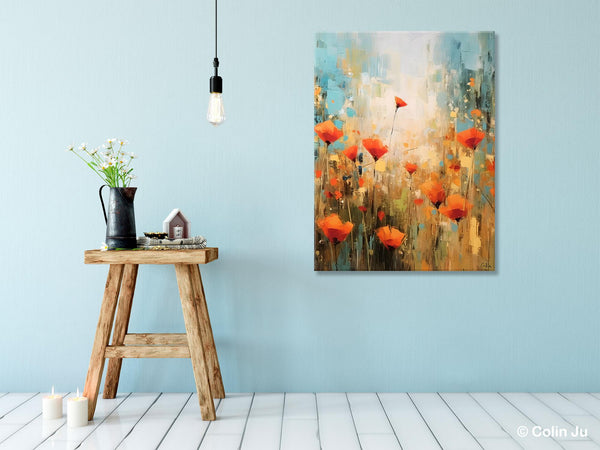 Abstract Flower Painting, Flower Acrylic Painting, Canvas Painting Flower, Original Paintings on Canvas, Modern Acrylic Paintings for Bedroom-ArtWorkCrafts.com