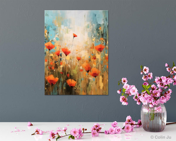 Abstract Flower Painting, Flower Acrylic Painting, Canvas Painting Flower, Original Paintings on Canvas, Modern Acrylic Paintings for Bedroom-ArtWorkCrafts.com
