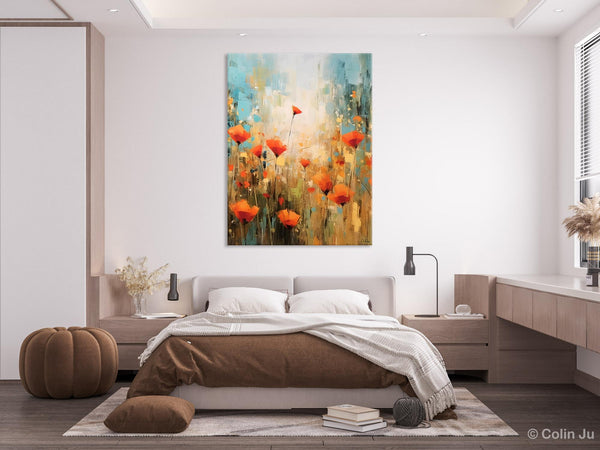 Abstract Flower Painting, Flower Acrylic Painting, Canvas Painting Flower, Original Paintings on Canvas, Modern Acrylic Paintings for Bedroom-ArtWorkCrafts.com