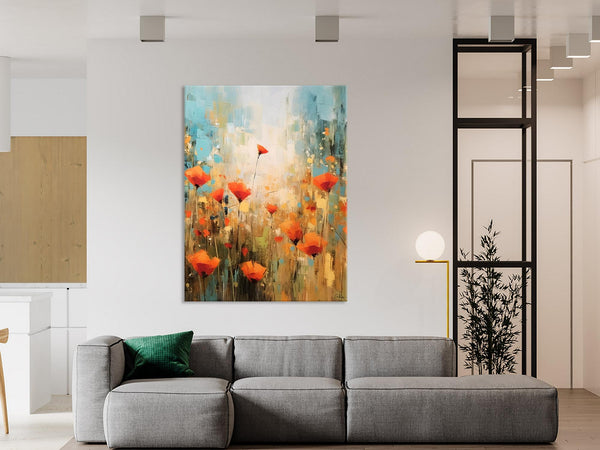 Abstract Flower Painting, Flower Acrylic Painting, Canvas Painting Flower, Original Paintings on Canvas, Modern Acrylic Paintings for Bedroom-ArtWorkCrafts.com