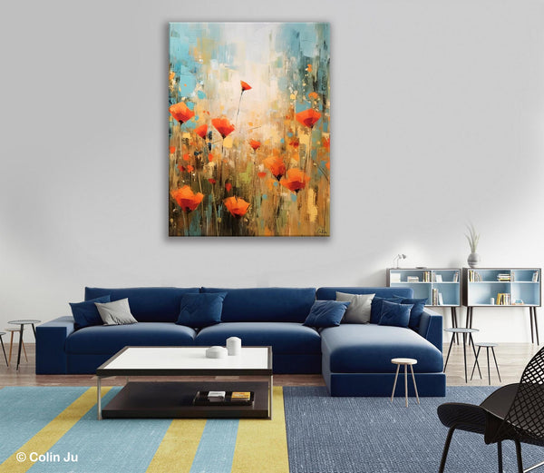 Abstract Flower Painting, Flower Acrylic Painting, Canvas Painting Flower, Original Paintings on Canvas, Modern Acrylic Paintings for Bedroom-ArtWorkCrafts.com