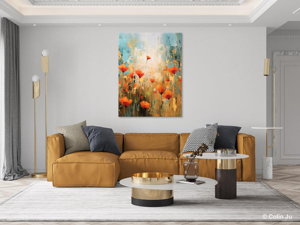 Abstract Flower Painting, Flower Acrylic Painting, Canvas Painting Flower, Original Paintings on Canvas, Modern Acrylic Paintings for Bedroom-ArtWorkCrafts.com