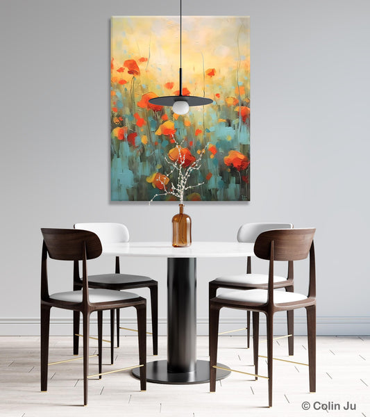 Canvas Painting Flower, Original Paintings on Canvas, Abstract Flower Painting, Flower Acrylic Painting, Modern Acrylic Paintings for Bedroom-ArtWorkCrafts.com