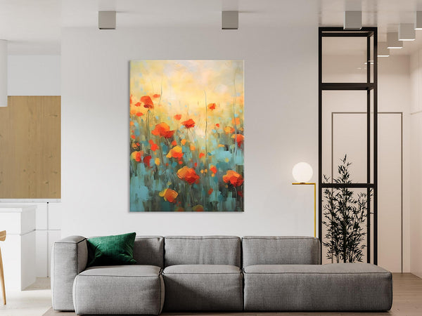 Canvas Painting Flower, Original Paintings on Canvas, Abstract Flower Painting, Flower Acrylic Painting, Modern Acrylic Paintings for Bedroom-ArtWorkCrafts.com