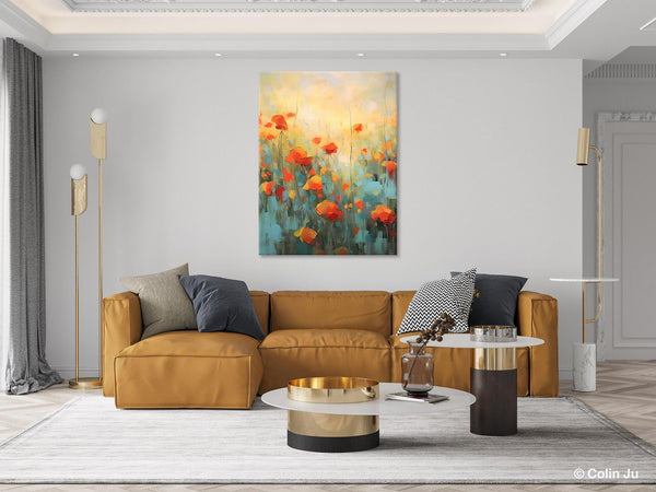 Canvas Painting Flower, Original Paintings on Canvas, Abstract Flower Painting, Flower Acrylic Painting, Modern Acrylic Paintings for Bedroom-ArtWorkCrafts.com