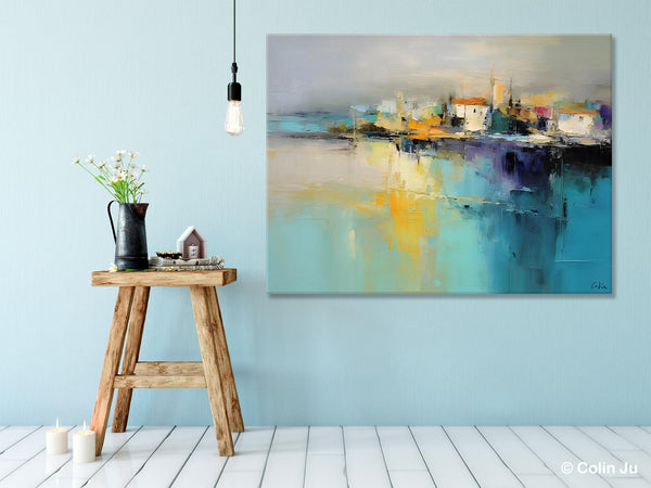 Extra Large Paintings for Bedroom, Abstract Landscape Painting, Landscape Wall Art Paintings, Original Modern Abstract Art-ArtWorkCrafts.com