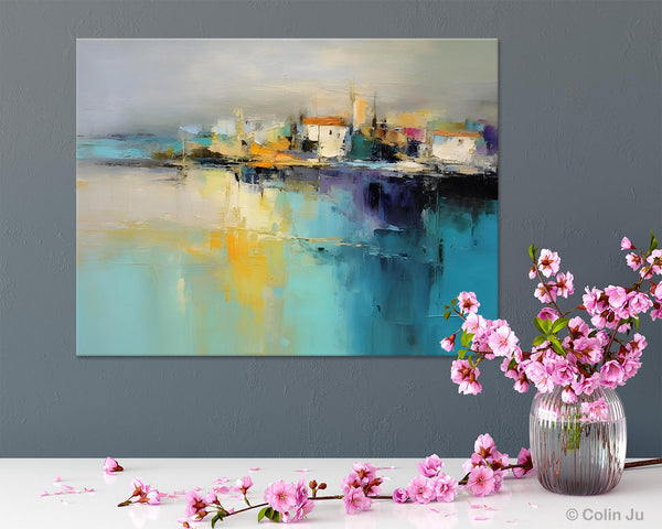 Extra Large Paintings for Bedroom, Abstract Landscape Painting, Landscape Wall Art Paintings, Original Modern Abstract Art-ArtWorkCrafts.com