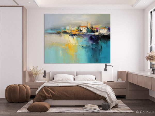 Extra Large Paintings for Bedroom, Abstract Landscape Painting, Landscape Wall Art Paintings, Original Modern Abstract Art-ArtWorkCrafts.com