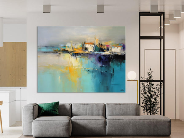 Extra Large Paintings for Bedroom, Abstract Landscape Painting, Landscape Wall Art Paintings, Original Modern Abstract Art-ArtWorkCrafts.com