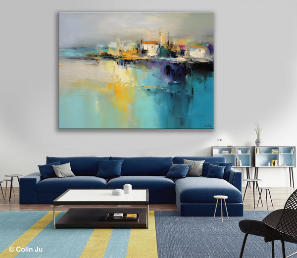 Extra Large Paintings for Bedroom, Abstract Landscape Painting, Landscape Wall Art Paintings, Original Modern Abstract Art-ArtWorkCrafts.com