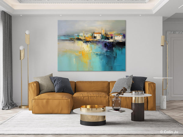 Extra Large Paintings for Bedroom, Abstract Landscape Painting, Landscape Wall Art Paintings, Original Modern Abstract Art-ArtWorkCrafts.com