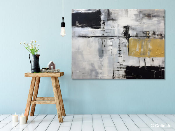 Black Abstract Acrylic Paintings, Large Paintings for Bedroom, Simple Modern Art, Original Canvas Paintings, Contemporary Canvas Paintings-ArtWorkCrafts.com