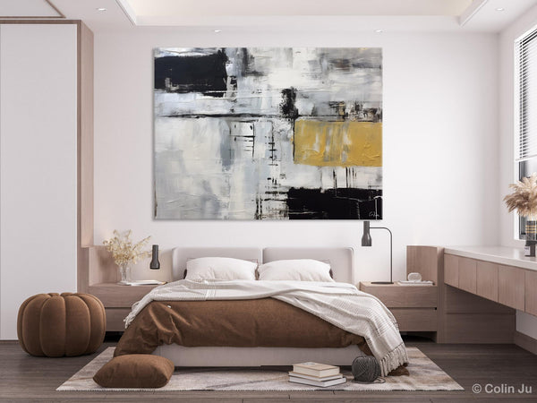 Black Abstract Acrylic Paintings, Large Paintings for Bedroom, Simple Modern Art, Original Canvas Paintings, Contemporary Canvas Paintings-ArtWorkCrafts.com