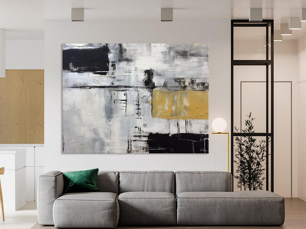 Black Abstract Acrylic Paintings, Large Paintings for Bedroom, Simple Modern Art, Original Canvas Paintings, Contemporary Canvas Paintings-ArtWorkCrafts.com