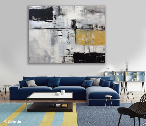 Black Abstract Acrylic Paintings, Large Paintings for Bedroom, Simple Modern Art, Original Canvas Paintings, Contemporary Canvas Paintings-ArtWorkCrafts.com