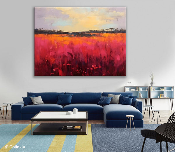 Oversized Modern Wall Art Paintings, Original Landscape Paintings, Modern Acrylic Artwork on Canvas, Large Abstract Painting for Living Room-ArtWorkCrafts.com