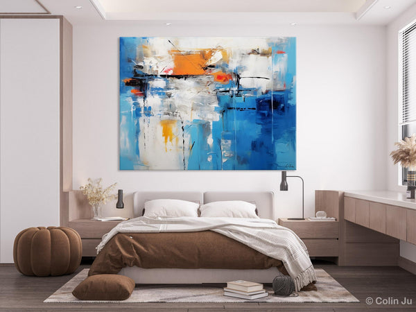 Abstract Paintings Behind Sofa, Acrylic Paintings for Bedroom, Hand Painted Canvas Art, Original Canvas Wall Art, Buy Paintings Online-ArtWorkCrafts.com