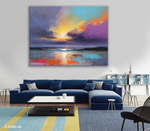 Landscape Painting on Canvas, Hand Painted Canvas Art, Abstract Landscape Artwork, Contemporary Wall Art Paintings, Extra Large Original Art-ArtWorkCrafts.com