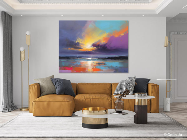 Landscape Painting on Canvas, Hand Painted Canvas Art, Abstract Landscape Artwork, Contemporary Wall Art Paintings, Extra Large Original Art-ArtWorkCrafts.com