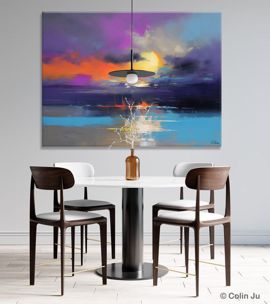 Abstract Landscape Painting, Sunset Painting, Large Landscape Painting for Living Room, Bedroom Wall Art Ideas, Modern Paintings for Dining Room-ArtWorkCrafts.com