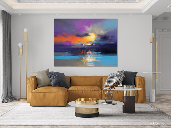 Abstract Landscape Painting, Sunset Painting, Large Landscape Painting for Living Room, Bedroom Wall Art Ideas, Modern Paintings for Dining Room-ArtWorkCrafts.com