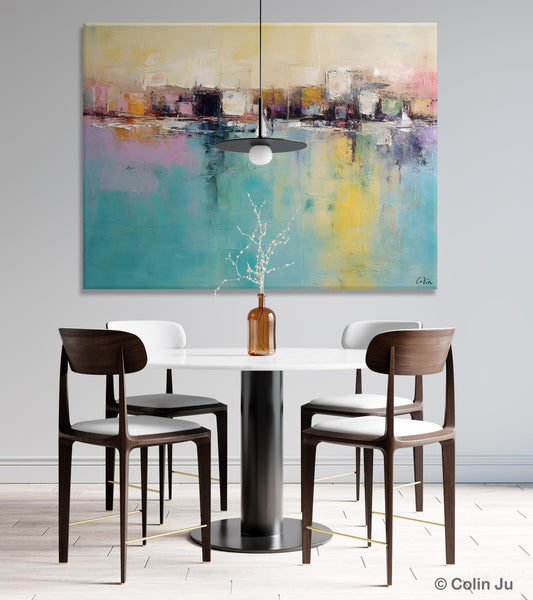 Contemporary Abstract Art for Dining Room, Sail Boat Abstract Paintings, Living Room Canvas Art Ideas, Large Landscape Painting, Simple Modern Art-ArtWorkCrafts.com