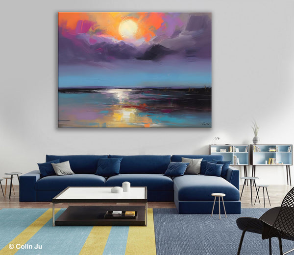 Abstract Landscape Painting on Canvas, Hand Painted Canvas Art, Contemporary Wall Art Paintings for Living Room, Huge Original Art-ArtWorkCrafts.com