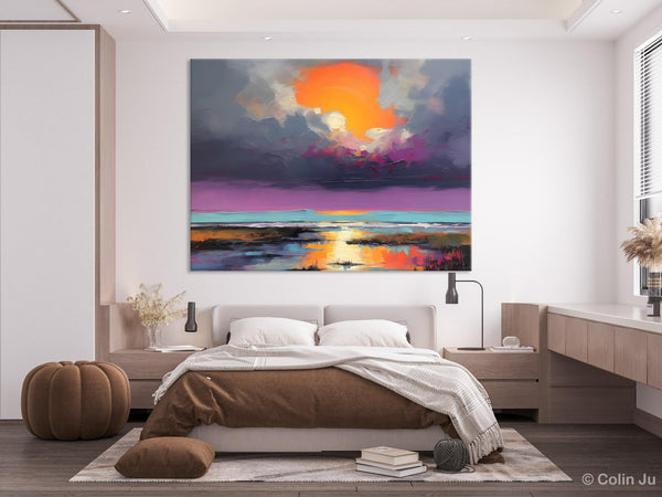 Heavy Texture Paintings, Original Landscape Painting, Large Landscape Painting for Living Room, Bedroom Wall Art Ideas, Modern Paintings for Dining Room-ArtWorkCrafts.com
