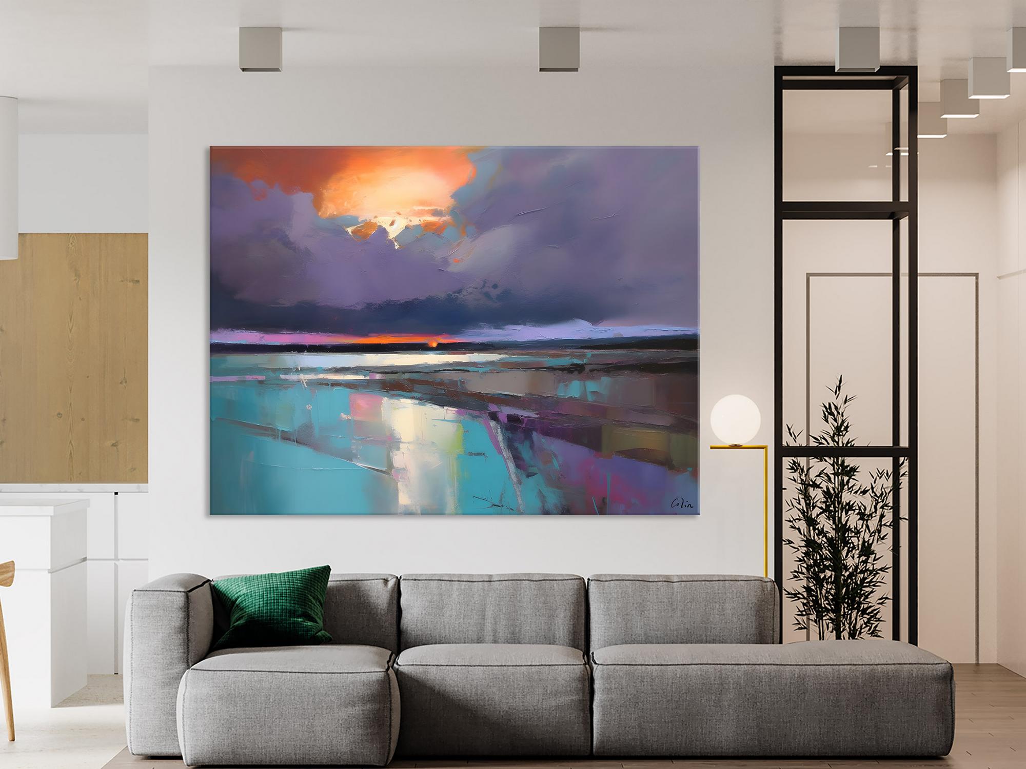 Original Landscape Oil Painting, Large Landscape Painting for Living Room, Bedroom Wall Art Ideas, Large Paintings for Dining Room-ArtWorkCrafts.com