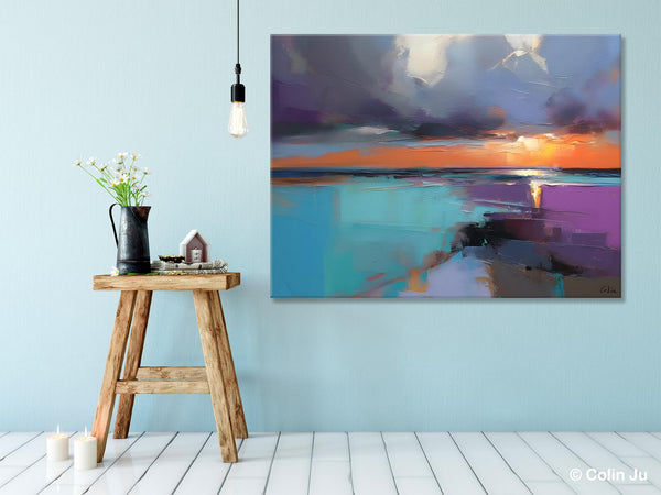 Living Room Abstract Paintings, Original Landscape Abstract Painting, Simple Wall Art Ideas, Extra Large Landscape Canvas Paintings, Buy Art Online-ArtWorkCrafts.com