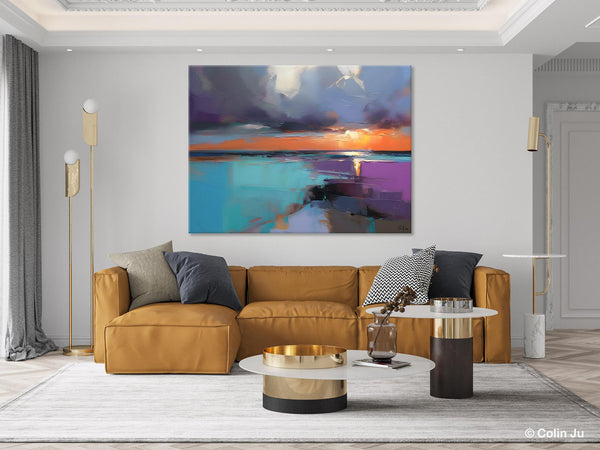 Living Room Abstract Paintings, Original Landscape Abstract Painting, Simple Wall Art Ideas, Extra Large Landscape Canvas Paintings, Buy Art Online-ArtWorkCrafts.com