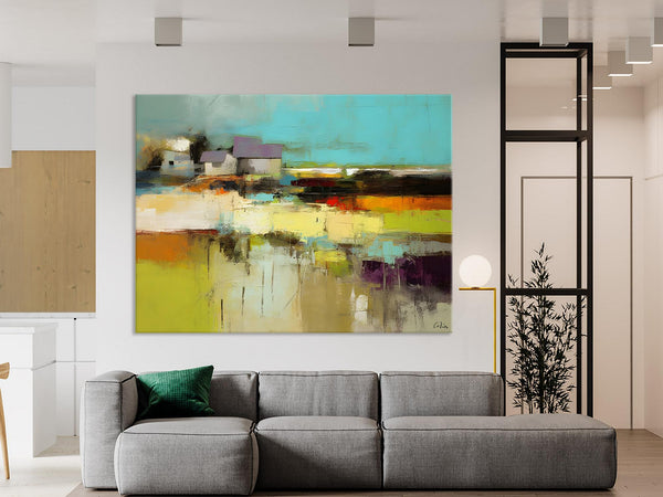 Simple Abstract Art, Landscape Canvas Painting, Bedroom Wall Art Paintings, Acrylic Painting on Canvas, Large Original Canvas Painting-ArtWorkCrafts.com