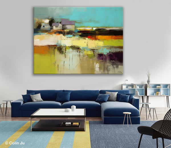 Simple Abstract Art, Landscape Canvas Painting, Bedroom Wall Art Paintings, Acrylic Painting on Canvas, Large Original Canvas Painting-ArtWorkCrafts.com