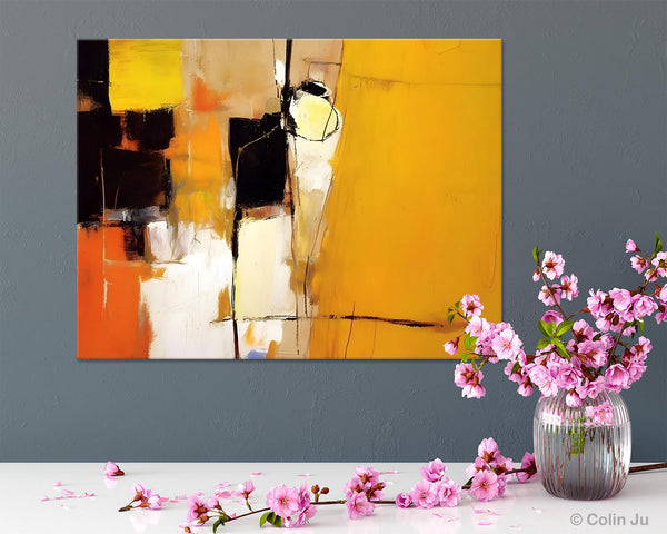 Simple Modern Paintings for Living Room, Original Abstract Paintings, Yellow Abstract Contemporary Art, Acrylic Painting on Canvas, Hand Painted Canvas Art-ArtWorkCrafts.com