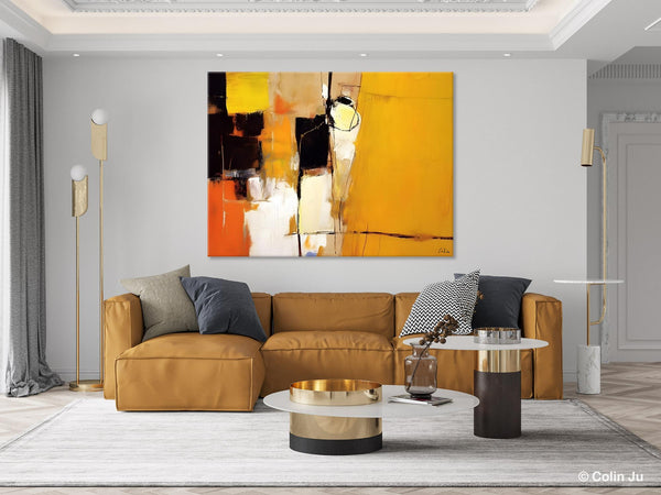 Simple Modern Paintings for Living Room, Original Abstract Paintings, Yellow Abstract Contemporary Art, Acrylic Painting on Canvas, Hand Painted Canvas Art-ArtWorkCrafts.com
