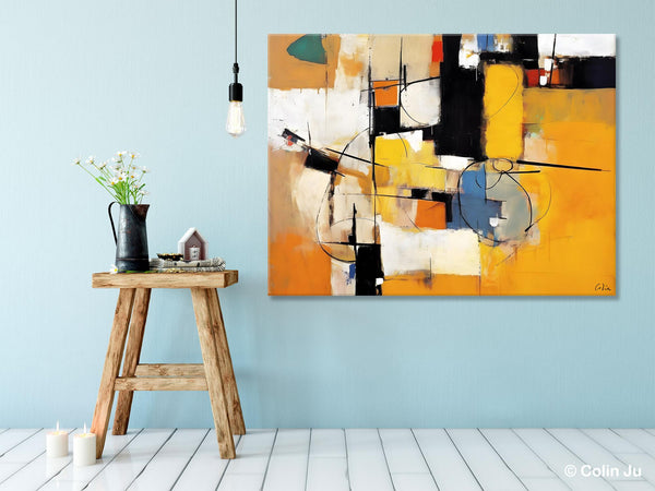 Acrylic Abstract Painting Behind Sofa, Large Original Painting on Canvas, Acrylic Painting for Sale, Living Room Wall Art Paintings, Buy Paintings Online-ArtWorkCrafts.com