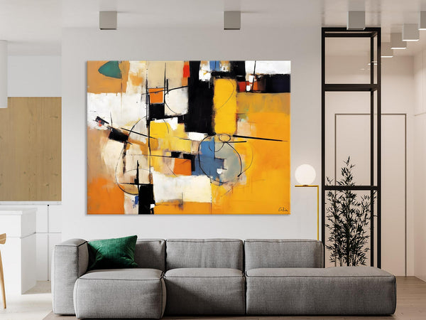 Acrylic Abstract Painting Behind Sofa, Large Original Painting on Canvas, Acrylic Painting for Sale, Living Room Wall Art Paintings, Buy Paintings Online-ArtWorkCrafts.com